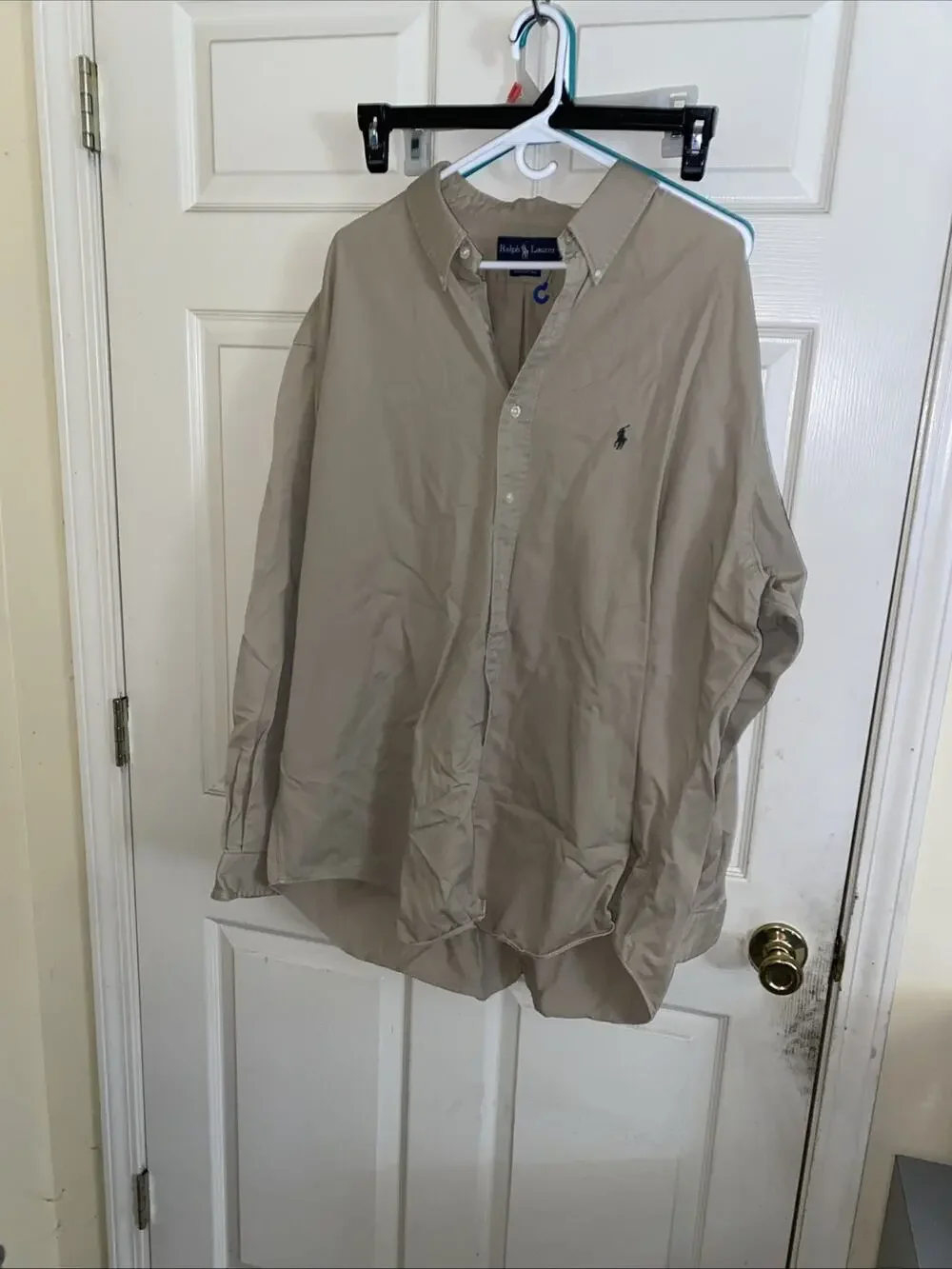 Used Polo Ralph Lauren Blake Tan Shirt Men’s Size XXL Blue Pony Long Sleeve